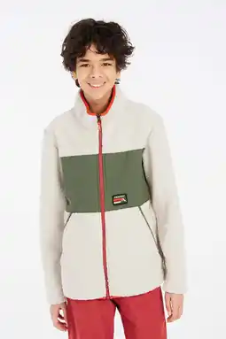 Wehkamp Protest fleece vest PRTBARTIS JR ecru/olijfgroen aanbieding