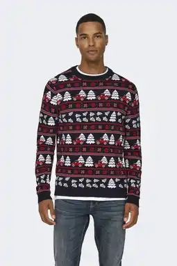 Wehkamp ONLY & SONS kersttrui gebreid donkerblauw aanbieding
