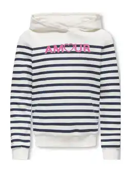 Wehkamp KIDS ONLY GIRL gestreepte hoodie donkerblauw aanbieding
