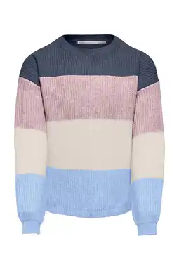 Wehkamp KIDS ONLY GIRL trui gebreid blauw/roze/ecru aanbieding