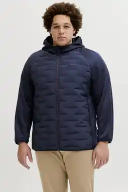 Wehkamp JACK & JONES PLUS SIZE gewatteerde jas Plus Size donkerblauw aanbieding