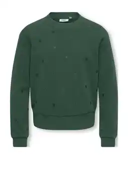 Wehkamp KIDS ONLY GIRL sweater met hartjes donkergroen aanbieding