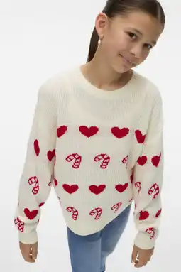 Wehkamp VERO MODA GIRL kersttrui ecru gebreid aanbieding