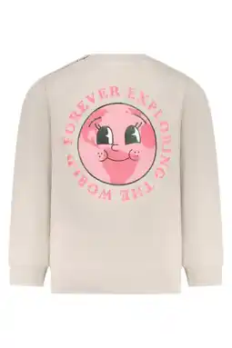 Wehkamp Little Cars sweater met backprint beige aanbieding