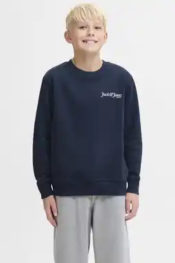 Wehkamp JACK & JONES JUNIOR sweater met backprint donkerblauw aanbieding