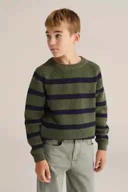 Wehkamp WE Fashion Blue Ridge gestreepte trui groen rib gebreid aanbieding