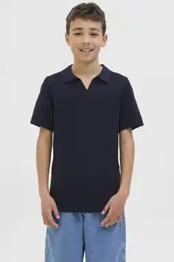 Wehkamp JACK & JONES JUNIOR polo donkerblauw fijn gebreid aanbieding