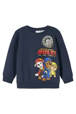Wehkamp NAME IT MINI Paw Patrol sweater met backprint donkerblauw aanbieding