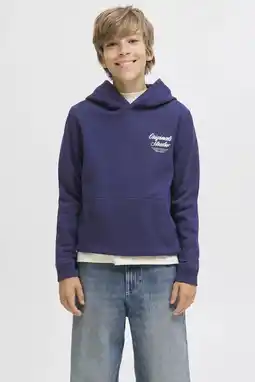 Wehkamp JACK & JONES JUNIOR hoodie met backprint donkerblauw aanbieding