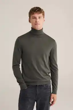 Wehkamp WE Fashion coltrui met wol fijn gebreid donkergroen aanbieding