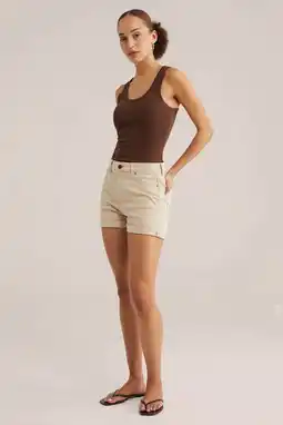Wehkamp WE Fashion Blue Ridge denim regularwaist short ecru aanbieding
