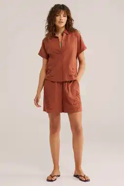 Wehkamp WE Fashion wide leg regularwaist casual short terra broderie aanbieding