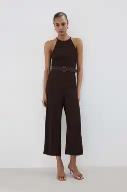 Wehkamp Mango jumpsuit - donkerbruin aanbieding