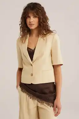 Wehkamp WE Fashion cropped blazer lichtgeel aanbieding