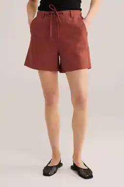 Wehkamp WE Fashion wide leg highwaist casual short met linnen roodbruin aanbieding