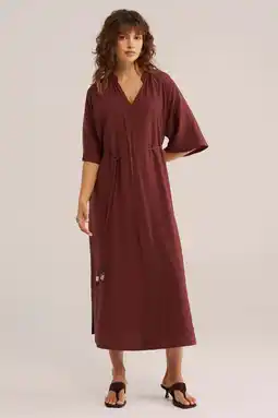 Wehkamp WE Fashion midi jurk donkerrood aanbieding