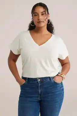 Wehkamp WE Fashion Curve T-shirt ecru aanbieding