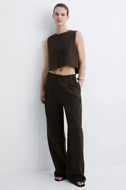 Wehkamp Mango straight regularwaist broek bruin aanbieding