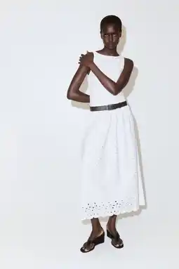 Wehkamp Mango katoenen broderie midi zomerjurk - wit aanbieding