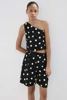 Wehkamp Mango regularwaist bermuda short met stippen zwart aanbieding