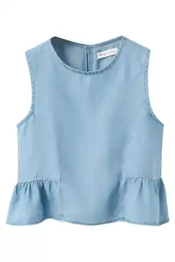 Wehkamp Mango Kids mouwloze top light blue denim aanbieding