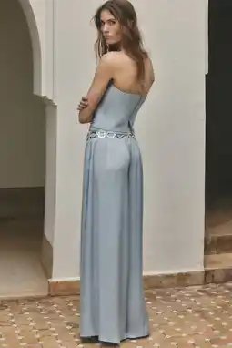 Wehkamp Mango wide leg regularwaist broek lichtblauw aanbieding