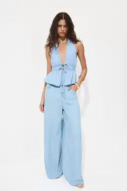 Wehkamp Mango wide leg jeans light blue denim aanbieding