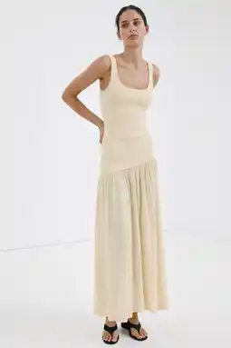 Wehkamp Mango viscose midi zomerjurk - lichtgeel aanbieding