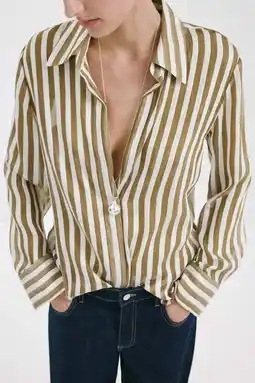 Wehkamp Mango gestreepte blouse kaki aanbieding