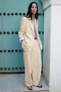 Wehkamp Mango wide leg regularwaist broek lichtgeel aanbieding