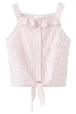 Wehkamp Mango Kids gestreepte mouwloze top lichtroze aanbieding