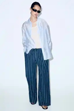 Wehkamp Mango wide leg regularwaist broek met krijtstreep dark blue denim aanbieding