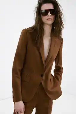 Wehkamp Mango getailleerde blazer met linnen bruin aanbieding