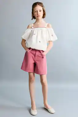 Wehkamp Mango Kids denim short roze aanbieding