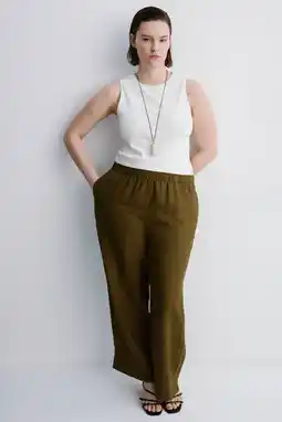 Wehkamp Mango wide leg highwaist broek met linnen aanbieding