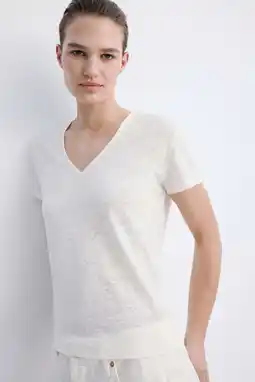 Wehkamp Mango T-shirt met linnen wit aanbieding