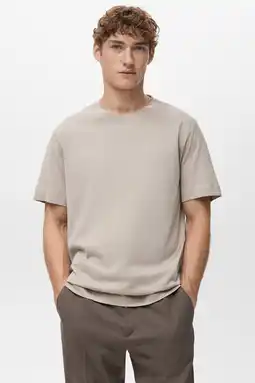 Wehkamp Mango Man regular T-shirt lichtbruin aanbieding