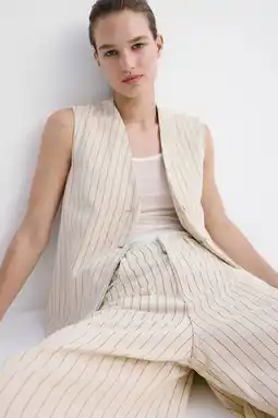 Wehkamp Mango gilet met krijtstreep ecru aanbieding