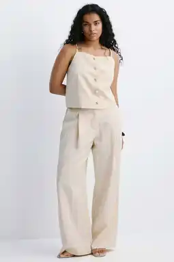 Wehkamp Mango straight regularwaist broek zand aanbieding
