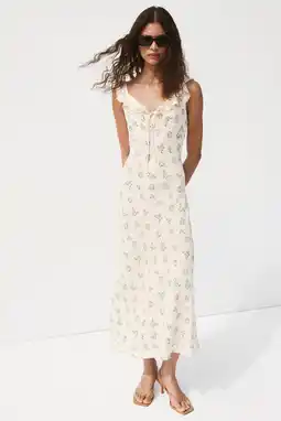 Wehkamp Mango gebloemde maxi jurk ecru aanbieding