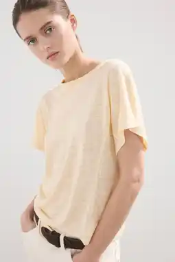 Wehkamp Mango T-shirt met linnen geel aanbieding