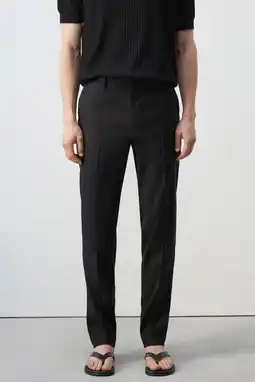 Wehkamp Mango Man slim pantalon met linnen black denim aanbieding