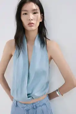 Wehkamp Mango top light blue denim aanbieding