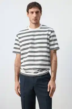 Wehkamp Mango Man regular gestreept T-shirt wit aanbieding