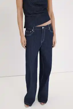 Wehkamp Mango gestreepte straight leg jeans medium blue denim aanbieding