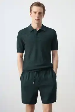 Wehkamp Mango Man regular polo gebreid donkergroen aanbieding