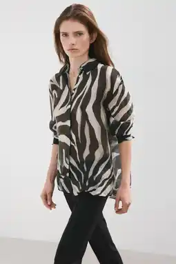 Wehkamp Mango blouse met zebraprint zwart aanbieding