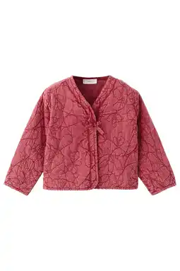 Wehkamp Mango Kids katoenen quilted jas met borduursels - rood aanbieding