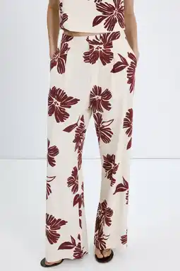 Wehkamp Mango regularwaist gebloemde broek beige aanbieding