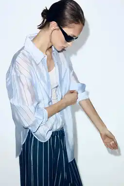 Wehkamp Mango blouse met krijtstreep lichtblauw aanbieding